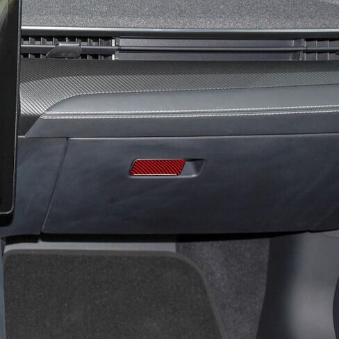 متوافق مع ملصق لوحة مشبك صندوق القفازات من ألياف الكربون للإكسسوارات الداخلية لسيارة Ford Mustang Mach-E 2021 2022 2023 (أحمر) in Kuwait