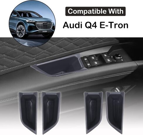 Car Front Rear Door Storage Box Compatible with Audi Q4 E-Tron Car Front Rear Side Door Handle Storage Box Organizer Tray Door Armrest Organizer Handle Pocket Tray Insert Glove Pallet Tray Accessories in Saudi Arabia