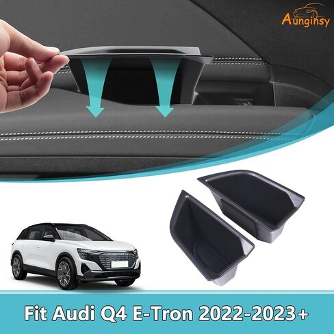 Car Front Rear Door Storage Box Compatible with Audi Q4 E-Tron Car Front Rear Side Door Handle Storage Box Organizer Tray Door Armrest Organizer Handle Pocket Tray Insert Glove Pallet Tray Accessories in Saudi Arabia