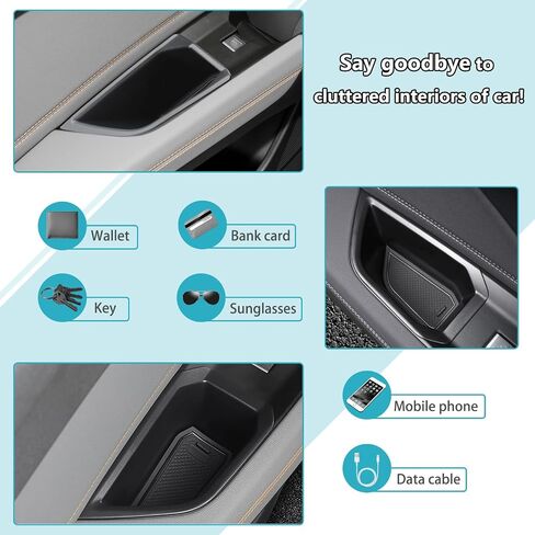 Car Front Rear Door Storage Box Compatible with Audi Q4 E-Tron Car Front Rear Side Door Handle Storage Box Organizer Tray Door Armrest Organizer Handle Pocket Tray Insert Glove Pallet Tray Accessories in Saudi Arabia