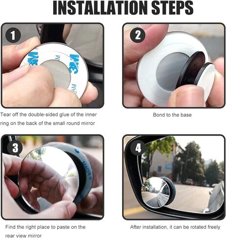 4 قطع مرآة سيارة للبقع العمياء، مرآة للبقع العمياء مستديرة بزاوية واسعة 2 بوصة، مرآة رؤية خلفية محدبة عالية الدقة من الزجاج بدون إطار، مرآة زجاجية مستديرة للبقع العمياء لسيارة الدفع الرباعي والشاحنات in Kuwait