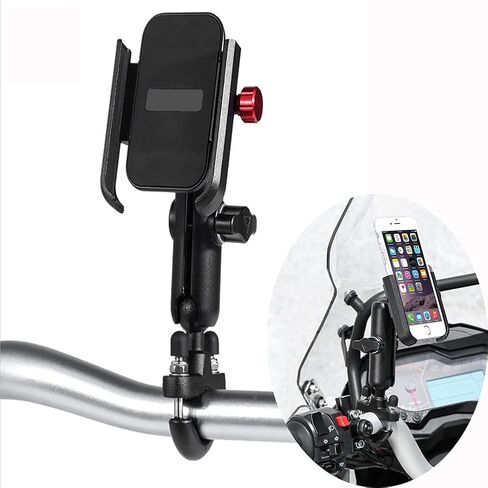 LAZORA Phone Holder for Motorcycle Aluminum Alloy Material Sturdy and Durable Two U-Bolt Base 360°Rotating Suitable for 4.7"- 6.8" Cellphone Material Sturdy and Durable Base Rotating (2816) in Saudi Arabia