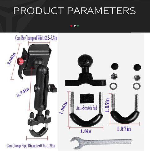 LAZORA Phone Holder for Motorcycle Aluminum Alloy Material Sturdy and Durable Two U-Bolt Base 360°Rotating Suitable for 4.7"- 6.8" Cellphone Material Sturdy and Durable Base Rotating (2816) in Saudi Arabia