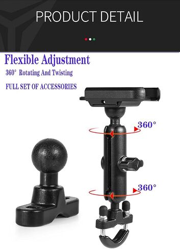 LAZORA Phone Holder for Motorcycle Aluminum Alloy Material Sturdy and Durable Two U-Bolt Base 360°Rotating Suitable for 4.7"- 6.8" Cellphone Material Sturdy and Durable Base Rotating (2816) in Saudi Arabia