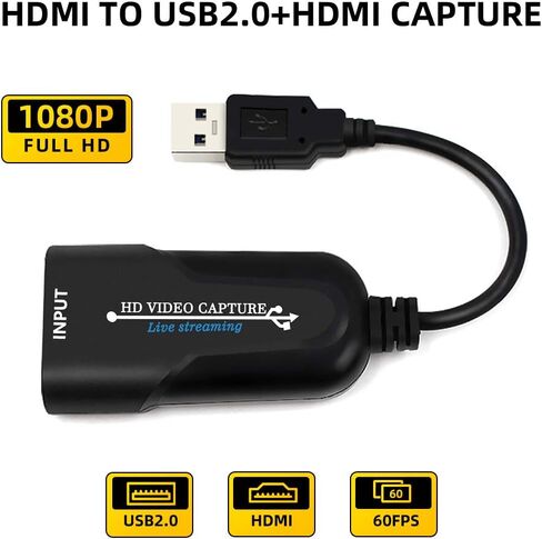 جهاز التقاط الصوت والفيديو HDMI - قم بالبث والتسجيل بدقة 1080p30 - HDMI إلى USB2. 0 USB مسجل فيديو لعبة بطاقة التقاط الصوت والفيديو لأجهزة الكمبيوتر المحمول عالية الوضوح، البث المباشر in Kuwait