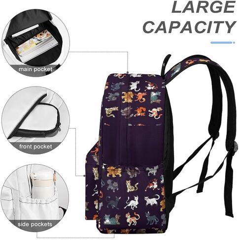 Warriors Backpack Cats Backpack School Bookbags Lightweight Casual Travel Daypack Laptop Bag For Women Men Kids in Saudi Arabia