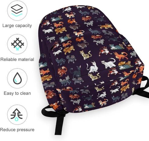 Warriors Backpack Cats Backpack School Bookbags Lightweight Casual Travel Daypack Laptop Bag For Women Men Kids in Saudi Arabia