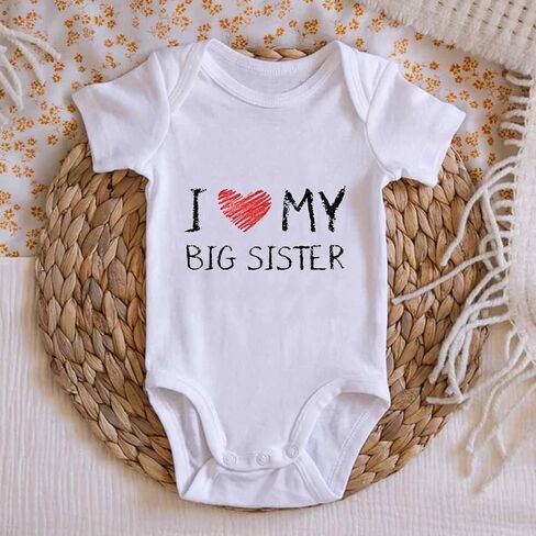 I Love My Big Sister Baby Newborn Boys Girls Onesie Bodysuit Short Sleeve Newborn Outfits 0-3 Months in Saudi Arabia