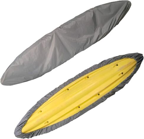 أغطية J&C Kayak للتخزين في الهواء الطلق، غطاء زورق مقاوم للماء ومقاوم للغبار يناسب 10 أقدام و12 قدم و13 قدم و14 قدم 15 16 17 18 19 قدم 200D بوليستر مضاد لأشعة الشمس (18.4-19.7 قدم /5.6-6 م، رمادي) in Kuwait