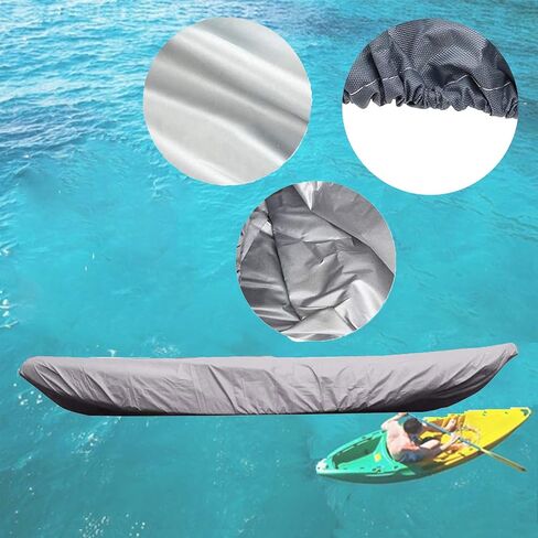 أغطية J&C Kayak للتخزين في الهواء الطلق، غطاء زورق مقاوم للماء ومقاوم للغبار يناسب 10 أقدام و12 قدم و13 قدم و14 قدم 15 16 17 18 19 قدم 200D بوليستر مضاد لأشعة الشمس (18.4-19.7 قدم /5.6-6 م، رمادي) in Kuwait