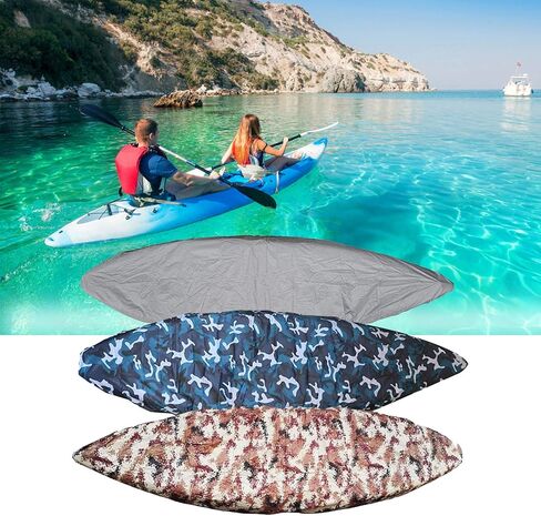 أغطية J&C Kayak للتخزين في الهواء الطلق، غطاء زورق مقاوم للماء ومقاوم للغبار يناسب 10 أقدام و12 قدم و13 قدم و14 قدم 15 16 17 18 19 قدم 200D بوليستر مضاد لأشعة الشمس (18.4-19.7 قدم /5.6-6 م، رمادي) in Kuwait