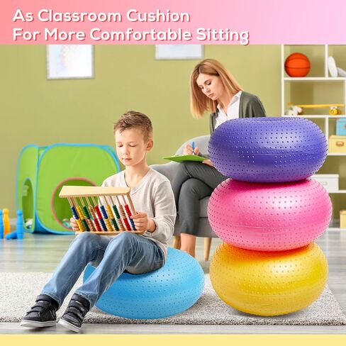 4 Pcs Upgraded Flexible Seating with Massage Point for Classroom Elementary Yoga Ball Chairs for Kids Workout Training Exercise Balls with Inflatable Pump for Student Desk Chairs Supplies in Kuwait