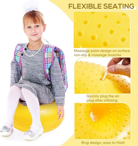 4 Pcs Upgraded Flexible Seating with Massage Point for Classroom Elementary Yoga Ball Chairs for Kids Workout Training Exercise Balls with Inflatable Pump for Student Desk Chairs Supplies in Kuwait