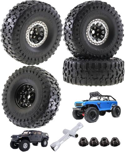 1.9 RC Crawler Tires and Wheels Beadlock Rims Upgrades Part for 1/10 Axial SCX10 SCX10 II 90046 SCX10 III AXI03007 TRX4 D90 RC Crawler.(4pcs Gold) in Saudi Arabia
