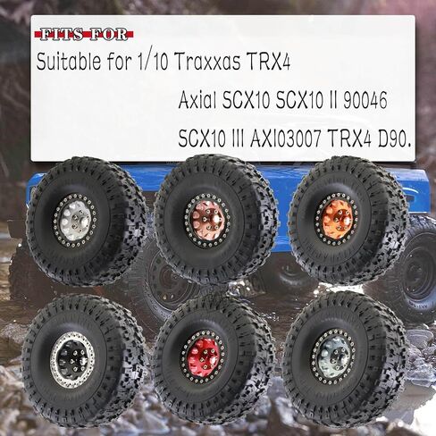 1.9 RC Crawler Tires and Wheels Beadlock Rims Upgrades Part for 1/10 Axial SCX10 SCX10 II 90046 SCX10 III AXI03007 TRX4 D90 RC Crawler.(4pcs Gold) in Saudi Arabia