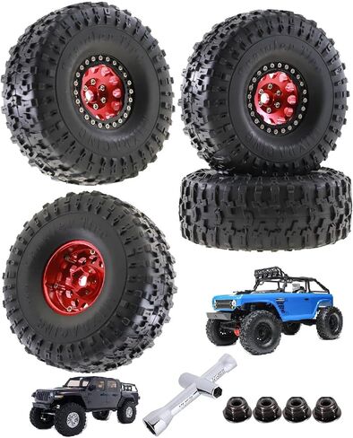 1.9 RC Crawler Tires and Wheels Beadlock Rims Upgrades Part for 1/10 Axial SCX10 SCX10 II 90046 SCX10 III AXI03007 TRX4 D90 RC Crawler.(4pcs Gold) in Saudi Arabia