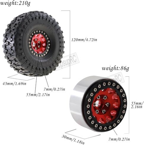 1.9 RC Crawler Tires and Wheels Beadlock Rims Upgrades Part for 1/10 Axial SCX10 SCX10 II 90046 SCX10 III AXI03007 TRX4 D90 RC Crawler.(4pcs Gold) in Saudi Arabia