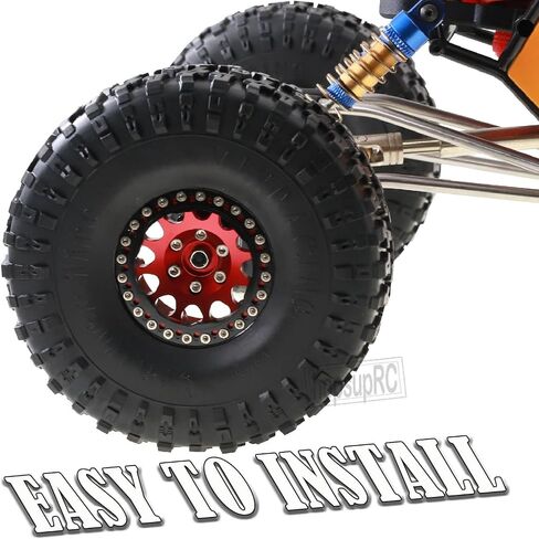 1.9 RC Crawler Tires and Wheels Beadlock Rims Upgrades Part for 1/10 Axial SCX10 SCX10 II 90046 SCX10 III AXI03007 TRX4 D90 RC Crawler.(4pcs Gold) in Saudi Arabia