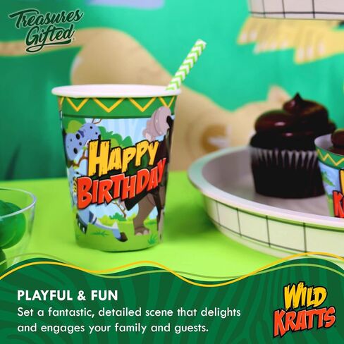 Treasures Gifted Officially Licensed Wild Kratts Paper Cups 8ct - 9oz Wild Kratts Cups for Kids - Wild Kratts Birthday Party Cups - Wild Kratts Party Supplies - Wild Kratts Birthday Party Supplies in Kuwait