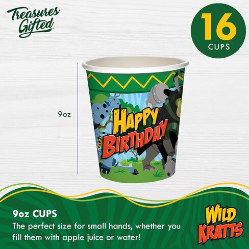 Treasures Gifted Officially Licensed Wild Kratts Paper Cups 8ct - 9oz Wild Kratts Cups for Kids - Wild Kratts Birthday Party Cups - Wild Kratts Party Supplies - Wild Kratts Birthday Party Supplies in Kuwait