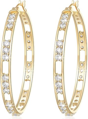 14K Gold Hoop Earrings Diamond Earrings for Women Sparkling 14K Gold Earrings for Women’s Hoop Earrings Cubic Zirconia Hoops in Saudi Arabia