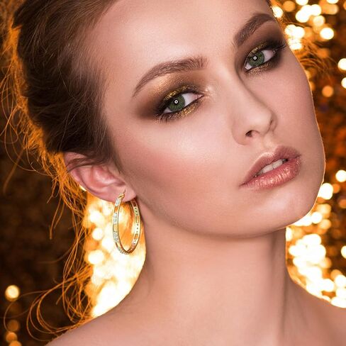 14K Gold Hoop Earrings Diamond Earrings for Women Sparkling 14K Gold Earrings for Women’s Hoop Earrings Cubic Zirconia Hoops in Saudi Arabia