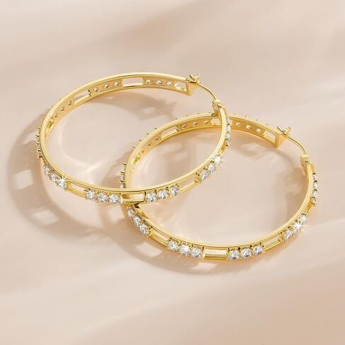 14K Gold Hoop Earrings Diamond Earrings for Women Sparkling 14K Gold Earrings for Women’s Hoop Earrings Cubic Zirconia Hoops in Saudi Arabia