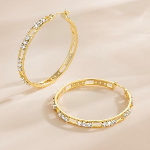 14K Gold Hoop Earrings Diamond Earrings for Women Sparkling 14K Gold Earrings for Women’s Hoop Earrings Cubic Zirconia Hoops in Saudi Arabia