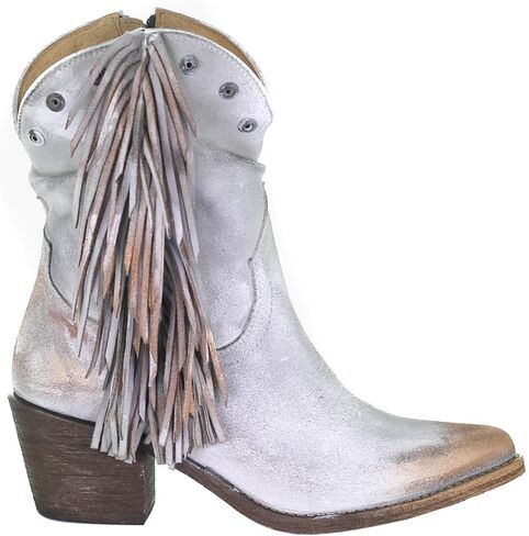 Corral Boots Women's Gray Studs and Fringes Round Toe Ankle Boot Snow in Saudi Arabia