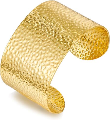 Hammered Gold Cuff Bracelets for Women Irregular Adjustable Open Bangles Chunky Statement Wide Gold Bracelets Vintage Boho Gold Arm Cuff Jewelry Gift in Saudi Arabia
