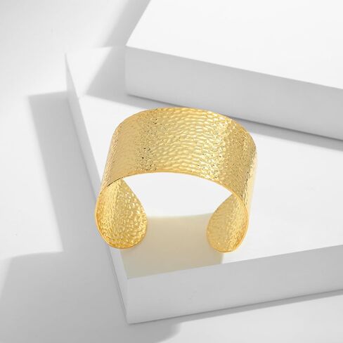 Hammered Gold Cuff Bracelets for Women Irregular Adjustable Open Bangles Chunky Statement Wide Gold Bracelets Vintage Boho Gold Arm Cuff Jewelry Gift in Saudi Arabia