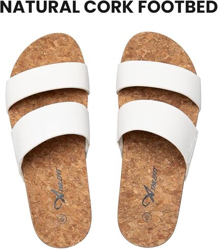 صنادل نسائية من Athlefit ذات نعل سميك بيضاء للصيف مريحة للشاطئ بحزامين مع دعم للقوس وصنادل للقدم مقاس 8 in Kuwait