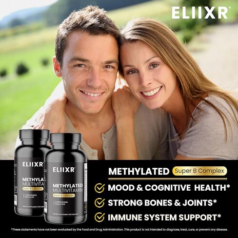 Methylated Multivitamin Methylfolate Supplement - Active B12 Methylcobalamin, Super B Complex for Men and Women - 60 Vegetable Capsules-Manufactured in The USA. in Saudi Arabia