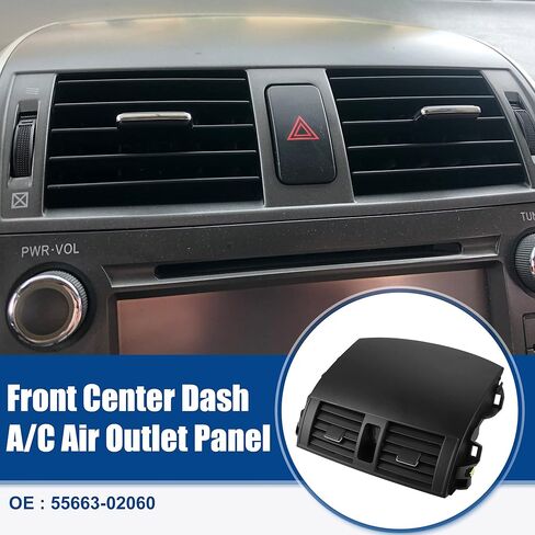 ACROPIX لوحة تنفيس هواء السيارة، لوحة القيادة الأمامية المركزية لمنفذ مكيف الهواء، لوحة تهوية مناسبة لسيارة Toyota Corolla - عبوة من قطعة واحدة باللون الأسود in Kuwait