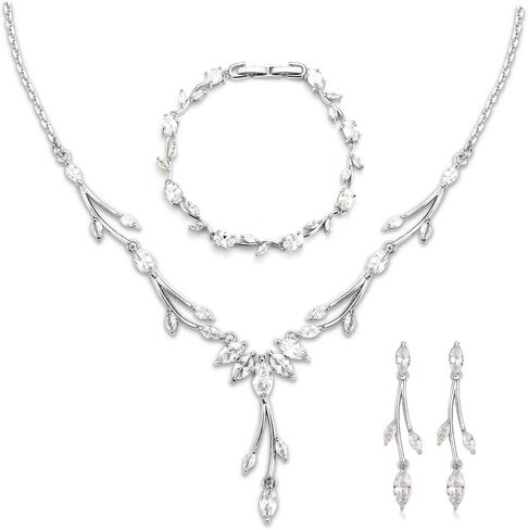 GULICX Jewelry Set for Womens, Rhinestone Necklace and Earrings Bracelet Set, Wedding Party Prom Jewelry Set for Brides Bridesmaid in Saudi Arabia