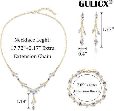 GULICX Jewelry Set for Womens, Rhinestone Necklace and Earrings Bracelet Set, Wedding Party Prom Jewelry Set for Brides Bridesmaid in Saudi Arabia