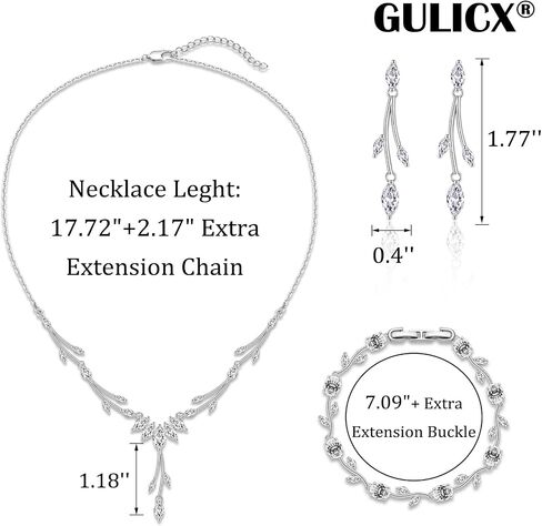 GULICX Jewelry Set for Womens, Rhinestone Necklace and Earrings Bracelet Set, Wedding Party Prom Jewelry Set for Brides Bridesmaid in Saudi Arabia