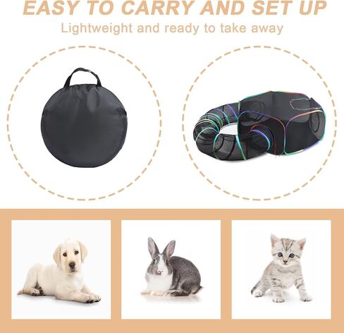 Cat Enclosure Outdoor Cat Playpen, Portable Cat Tents for Outside, Foldable Cat Tunnel for Indoor Cats,Kitty and Small Animals,Tents Enclosure with Carry Bag, Rainbow Color in Kuwait