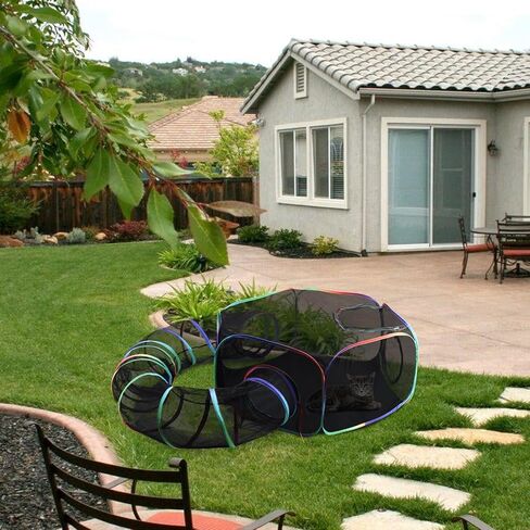 Cat Enclosure Outdoor Cat Playpen, Portable Cat Tents for Outside, Foldable Cat Tunnel for Indoor Cats,Kitty and Small Animals,Tents Enclosure with Carry Bag, Rainbow Color in Kuwait