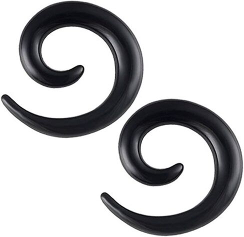 6 جرام 6 قياس 4 مللي متر سدادات أذن أكريليك سوداء حلزونية ABIY ثقب الأذن 2 قطعة in Kuwait
