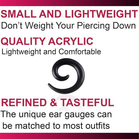 6 جرام 6 قياس 4 مللي متر سدادات أذن أكريليك سوداء حلزونية ABIY ثقب الأذن 2 قطعة in Kuwait