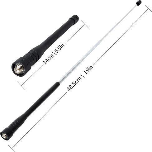 Telescopic Rubber Antenna, 144/430Mhz 2Meter 70cm SMA-Female Handheld Antenna, 19inches 3dBi 10Watt for Kenwood/TYT/BF UV-5R BF-888s/ Wouxun Two-Way Radio HT Scanner (2PACK) in Saudi Arabia