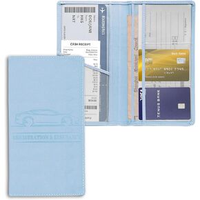 Leather Premium Car Registration & Insurance Card Holder, Vehicle Glove Box Wallet Case, for Documents, Cards, License (Black) in Kuwait
