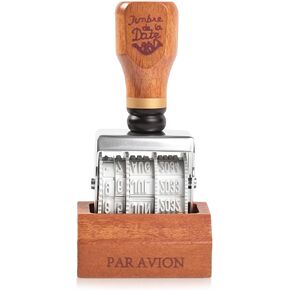 Roller Date Stamp, DIY Day Month Year Stamper for 2026-2037, Natural Wood Color Roller Stamp for Library, Scrapbooking, Crafting and Daily Marking in Kuwait