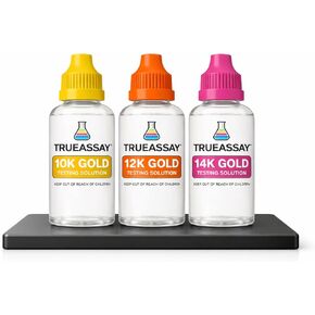 طقم اختبار الذهب 10k 12K 14K - XLG 30 ML محاليل الأحماض واختبار 2×4 للأحجار الكريمة والمعادن الثمينة، طقم محلل تحليل الشيكات الحقيقية/المزيفة - أكثر من 1000 اختبار in Kuwait
