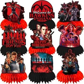 9Pcs Stranger Birthday Party Supplies, Honeycomb Centerpieces for Stranger Things Decorations, Double Sided Table Centerpieces in Kuwait