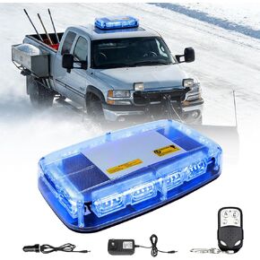 Wireless Led Strobe Lights Remote Control Rechargeable Battery, 17 Flashing Mode, 2 Brightness Mode, 48-Led, Beacon Roof Top Flash Emergency Flashing Warning Light for Vehicles Trucks, 1PC Pack, Blue in Kuwait