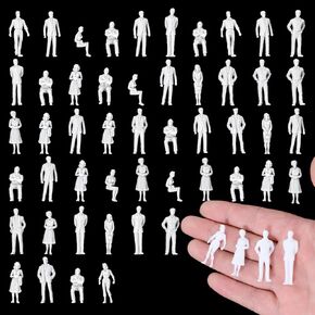 Sibba 50 Pcs Unpainted Mini People Figurines 1: 50 Scale Little People Toys Architectural Painted Tiny Model Sitting Standing Miniature Figurines Model for Miniature Scenes in Kuwait