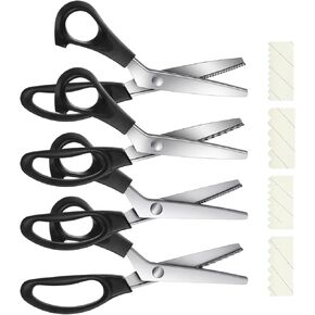 4 Pcs Pinking Shears Scissors for Fabric Cutting Scalloped 3mm 7mm Serrated Felt Craft Scissors Zig Zag Cut Sewing 9.25" Handheld Jagged Dressmaking Supply for Leather Clothing Paper Craft in Kuwait