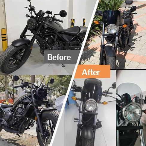 ملحقات SHINKXMT Motobike للزجاج الأمامي مناسب لـ Ho-nda Rebel CMX 500 Rebel CMX300 2017 2018 2019 2020 2021 2022 2023 2024 واقي شاشة واقي الرياح (دخان أسود) in Kuwait